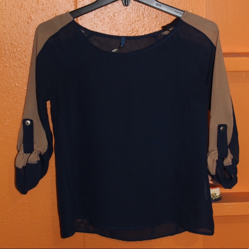 Navy blue sheer blouse